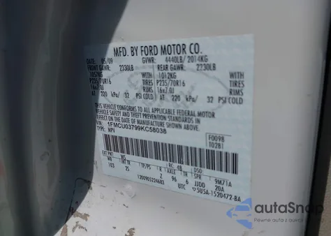 2009 Ford Escape Xlt из США, поврежденный, VIN 1FMCU03799KC58038